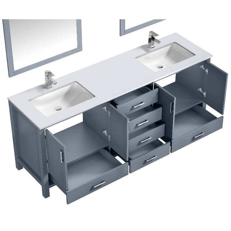 Lexora Vanities Lexora Jacques Modern 80" Dark Grey Double Sink Vanity with Mirror
