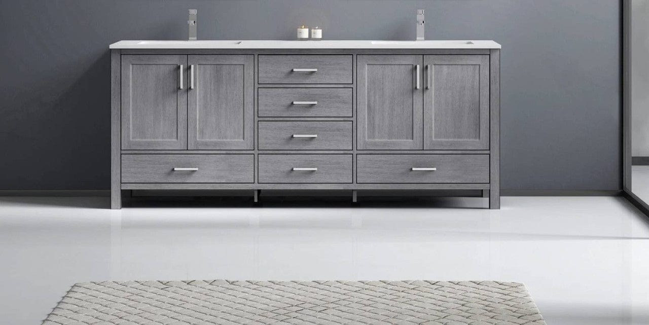Lexora Vanities Lexora Jacques Modern 80" Distressed Grey Double Sink Vanity