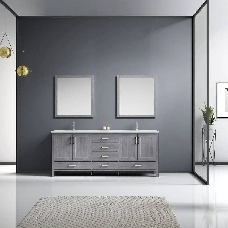Lexora Vanities Lexora Jacques Modern 80" Distressed Grey Double Sink Vanity with Mirror