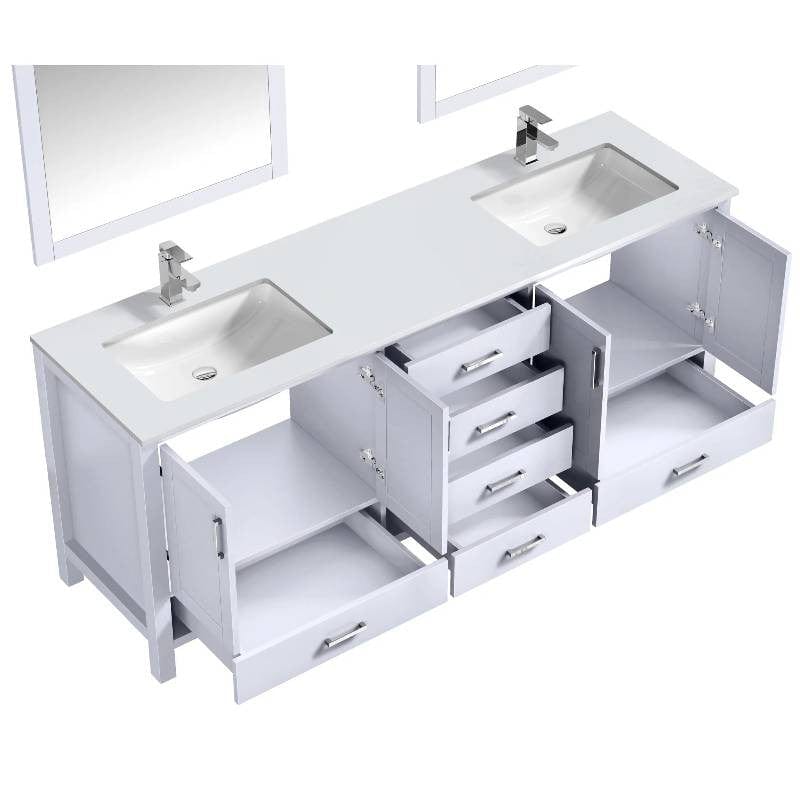 Lexora Vanities Lexora Jacques Modern 80" White Double Sink Vanity with Mirror