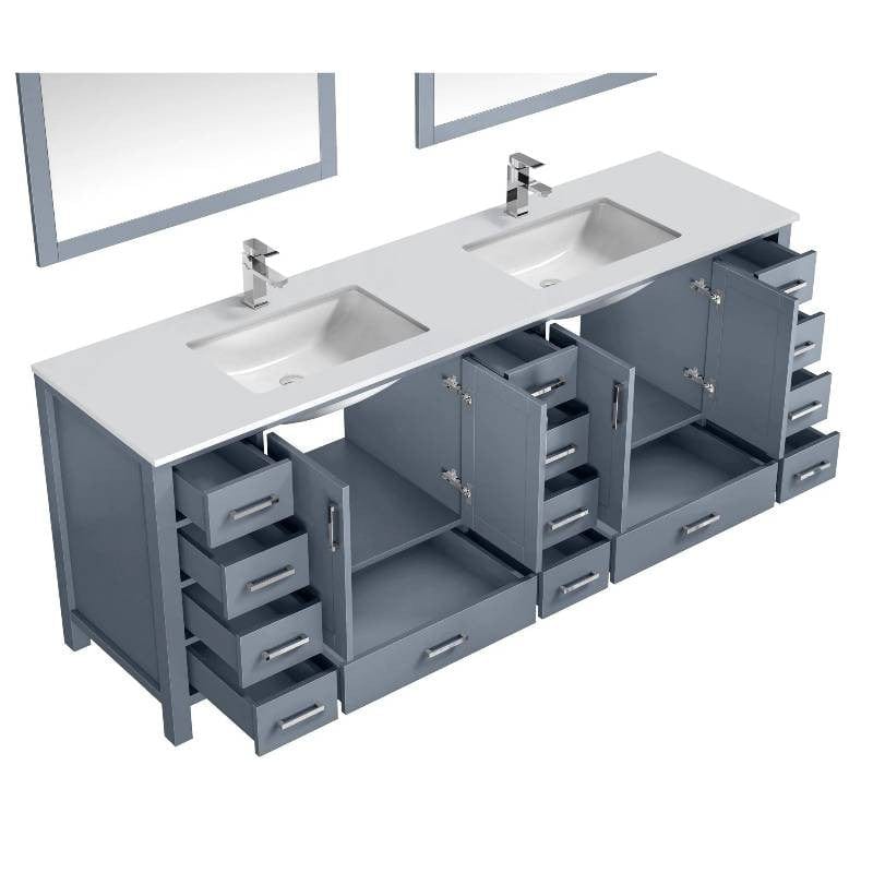Lexora Vanities Lexora Jacques Modern 84" Dark Grey Double Sink Vanity with Mirror
