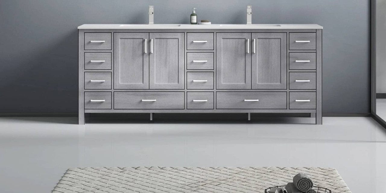 Lexora Vanities Lexora Jacques Modern 84" Distressed Grey Double Sink Vanity