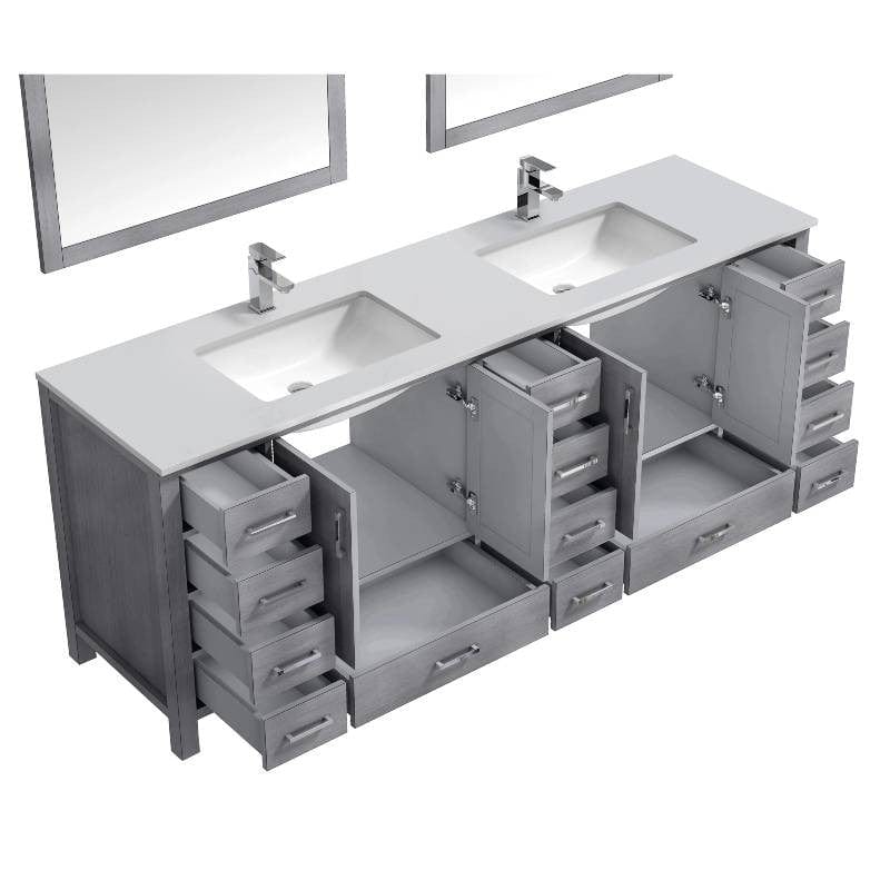 Lexora Vanities Lexora Jacques Modern 84" Distressed Grey Double Sink Vanity Set