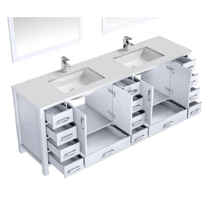 Lexora Vanities Lexora Jacques Modern 84" White Double Sink Vanity with Mirror