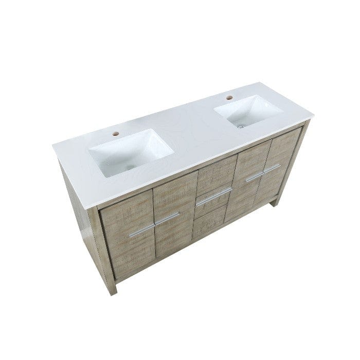 Lexora Vanities Lexora Lafarre Contemporary 60" Rustic Acacia Double Bathroom Vanity with White Quartz Top