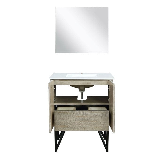 Lexora Vanities Lexora Lancy Modern 30" Rustic Acacia Square Sink Bathroom Vanity Set w/ Labaro Brushed Nickel Faucet