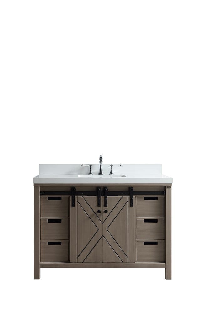Lexora Vanities Lexora Marsyas 48" Ash Grey Single Vanity | White Quartz Top | White Ceramic Square Undermount Sink | No Mirror