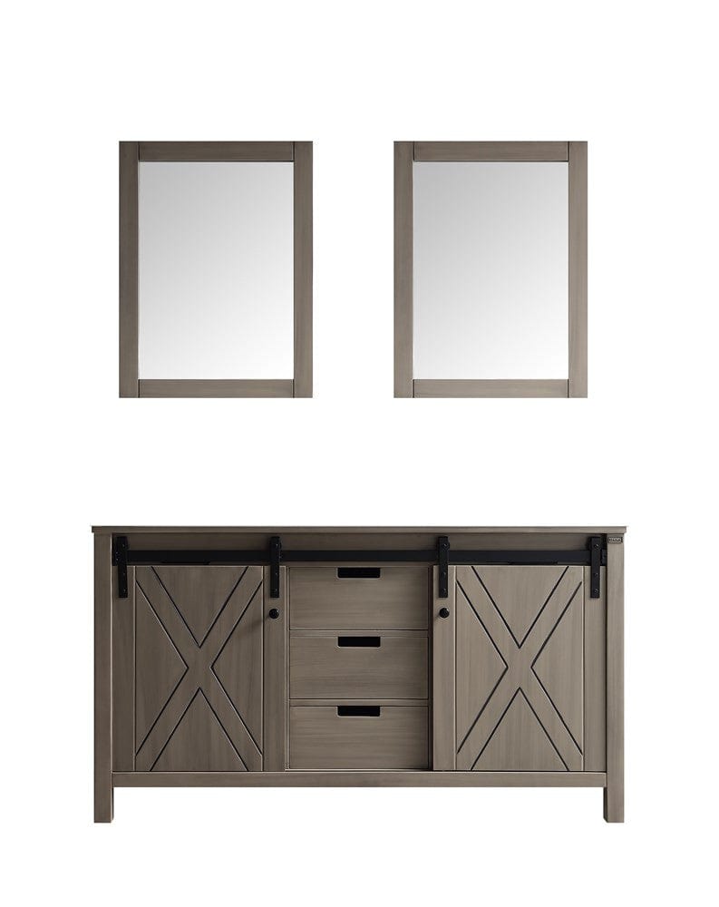 Lexora Vanities Lexora Marsyas 60" Ash Grey Double Vanity | No Top | 24" Mirrors