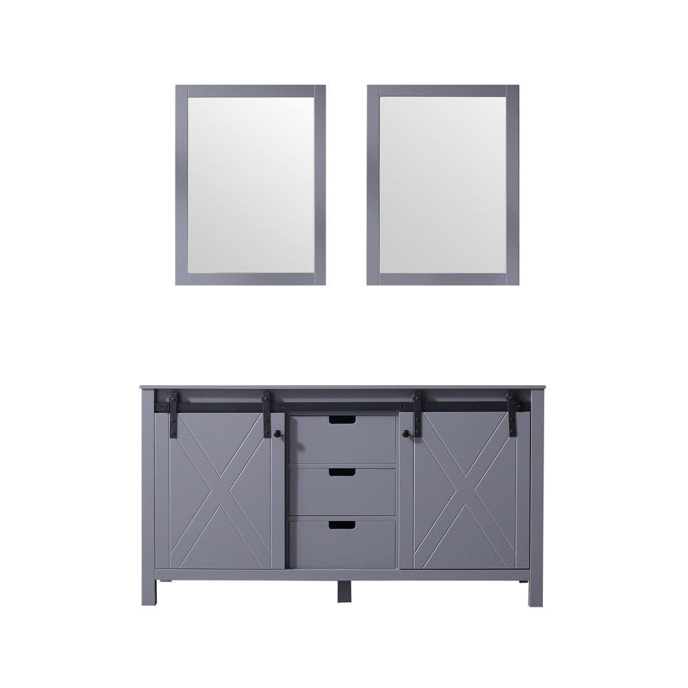 Lexora Vanities Lexora Marsyas 60" Dark Grey Double Vanity | No Top | 24" Mirrors