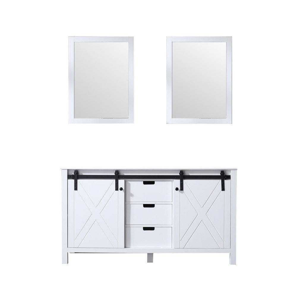 Lexora Vanities Lexora Marsyas 60" White Double Vanity | No Top | 24" Mirrors