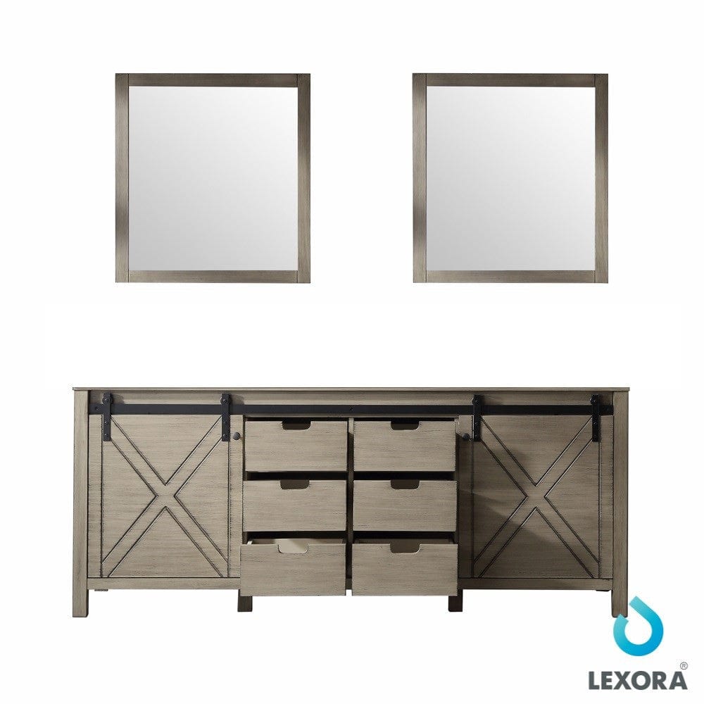 Lexora Vanities Lexora Marsyas 80" Ash Grey Double Vanity | No Top | 30" Mirrors