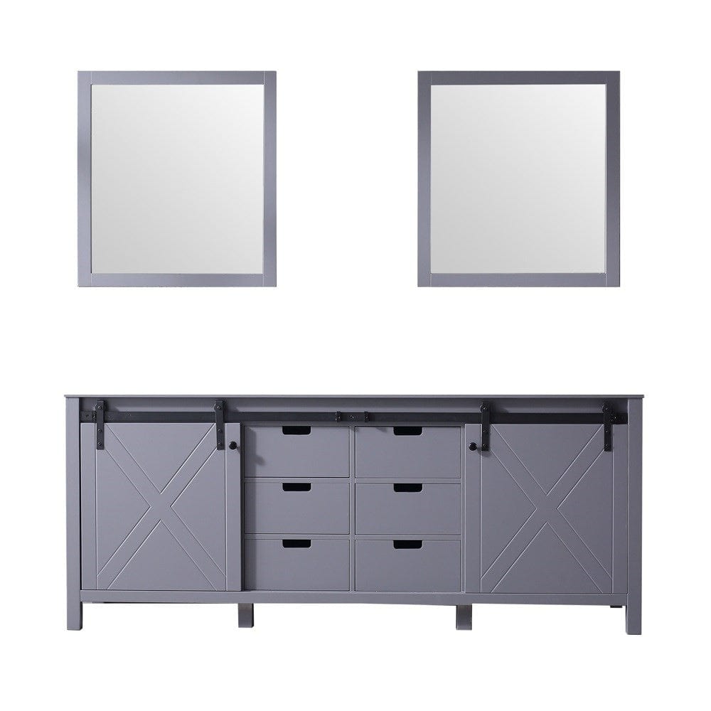 Lexora Vanities Lexora Marsyas 80" Dark Grey Double Vanity | No Top | 30" Mirrors