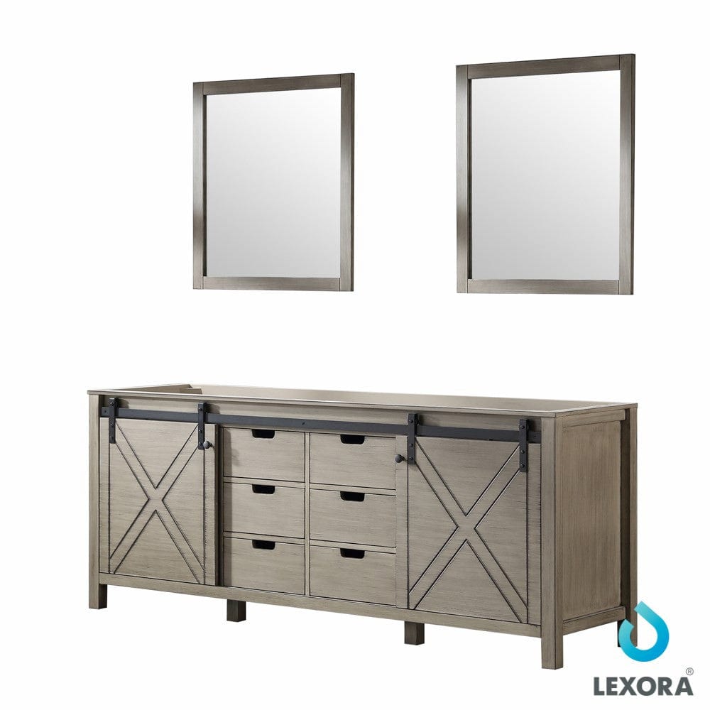 Lexora Vanities Lexora Marsyas 84" Ash Grey Double Vanity | No Top | 30" Mirrors
