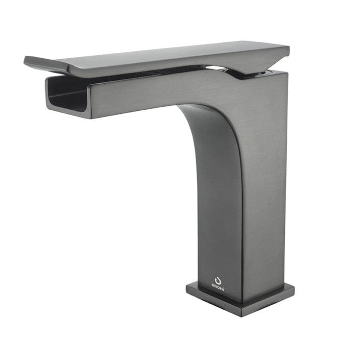 Lexora Vanities Lexora Scopi Modern 30" Rustic Acacia Bathroom Vanity Set w/ Acrylic Composite Top, and Balzani Gun Metal Faucet