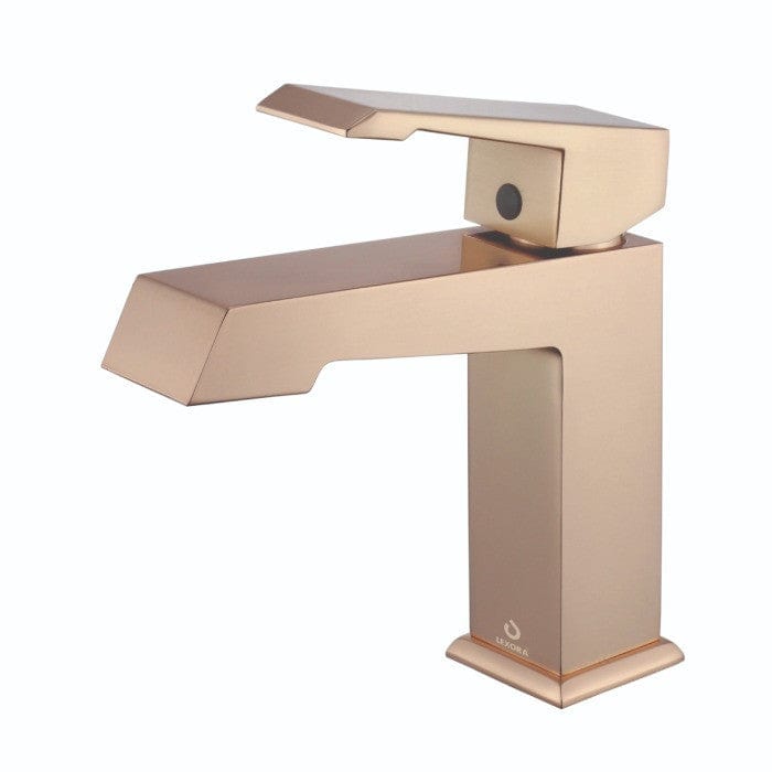 Lexora Vanities Lexora Scopi Modern 30" Rustic Acacia Bathroom Vanity Set w/ Acrylic Composite Top, and Labaro Rose Gold Faucet