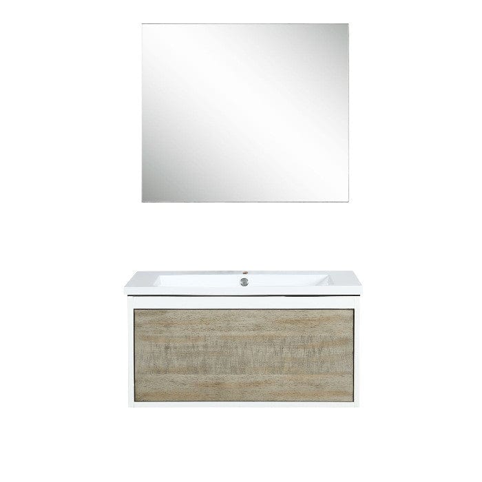 Lexora Vanities Lexora Scopi Modern 30" Rustic Acacia Bathroom Vanity w/ Acrylic Composite Top, and Frameless Mirror