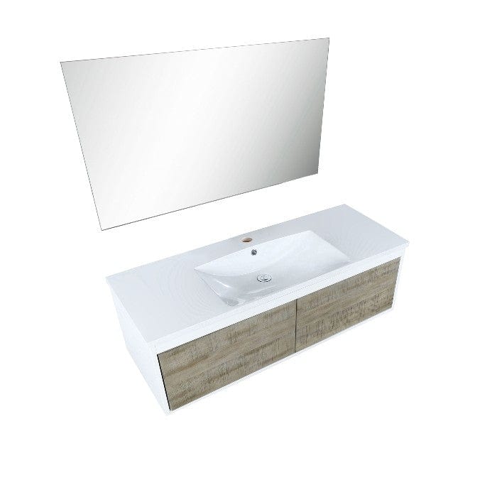 Lexora Vanities Lexora Scopi Modern 48" Rustic Acacia Bathroom Vanity w/ Acrylic Composite Top, and Frameless Mirror