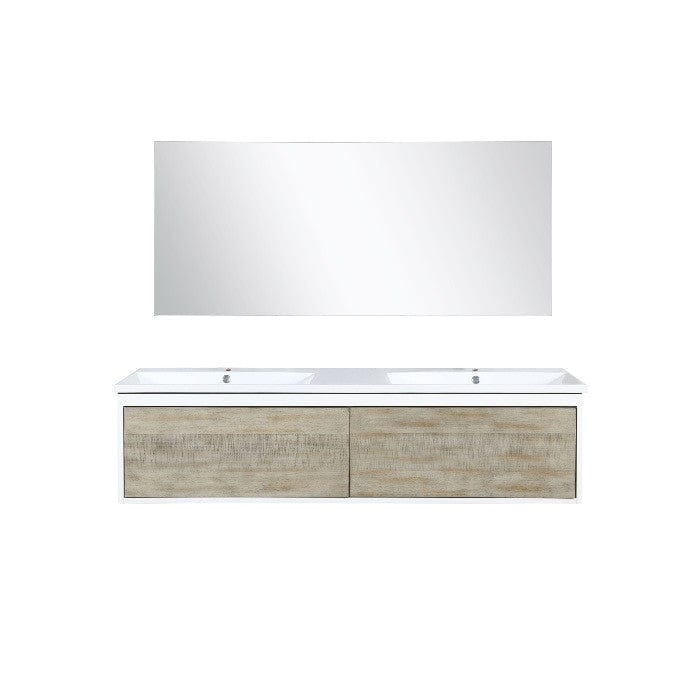 Lexora Vanities Lexora Scopi Modern 60" Rustic Acacia Double Bathroom Vanity w/ Acrylic Composite Top, and Frameless Mirror