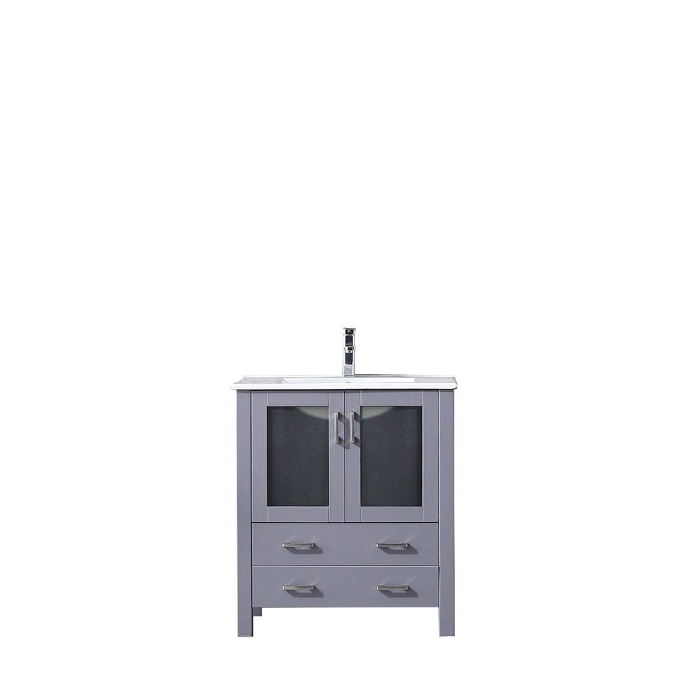 Lexora Vanities Lexora Volez 30" Dark Grey Single Vanity Set | Integrated Ceramic Top | White Ceramic Integrated Square Sink | No Mirror