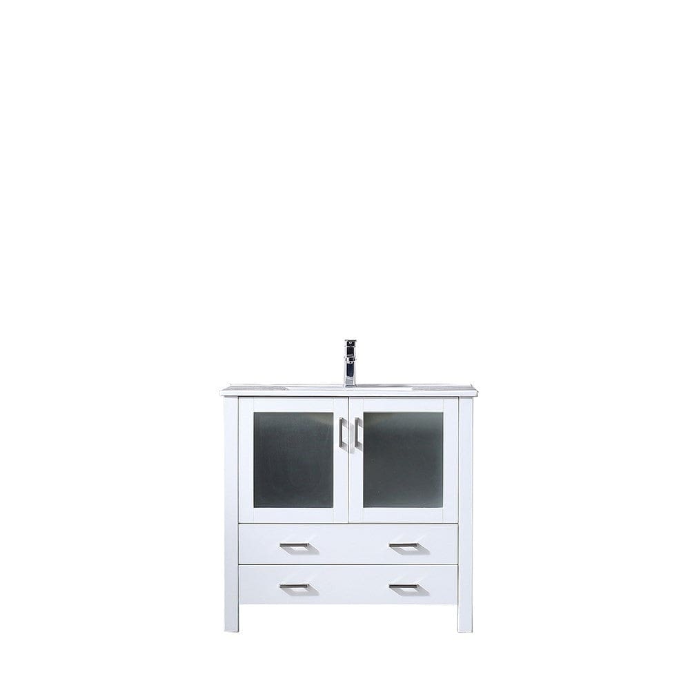 Lexora Vanities Lexora Volez 36" White Single Vanity Set | Integrated Ceramic Top | White Ceramic Integrated Square Sink | No Mirror