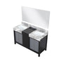 Zilara Transitional Black and Grey 55" Double Vanity, Castle Grey Marble Tops, 53" Frameless Mirror | LZ342255SLISM53