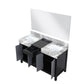 Zilara Transitional Black and Grey 55" Double Vanity, Castle Grey Marble Tops, 53" Frameless Mirror | LZ342255SLISM53
