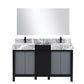 Zilara Transitional Black and Grey 55" Double Vanity Set, Cascata Nera Matte Black Faucet Set | LZ342255SLISM53FCM
