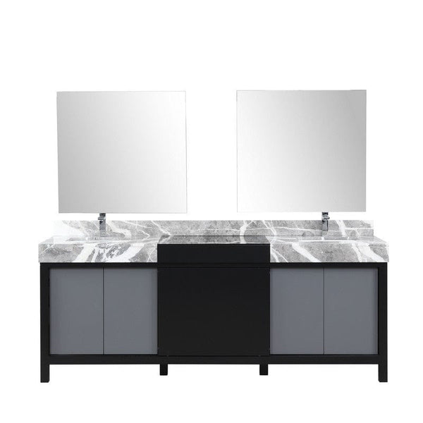 Zilara Transitional Black and Grey 84 Double Vanity Set, Monte Chrome Faucet Set | LZ342284DLISM34FMC