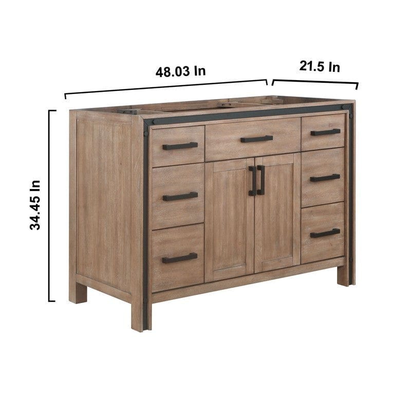 Lexora Vanities Ziva Transitional Rustic Barnwood 48" Single Vanity, no Top and 34" Mirror | LZV352248SN00M34