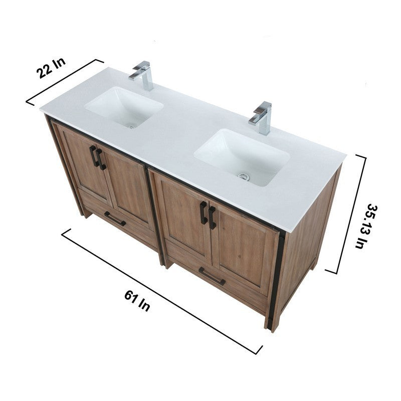 Lexora Vanities Ziva Transitional Rustic Barnwood 60" Double Vanity Set | LZV352260SNJSM22F