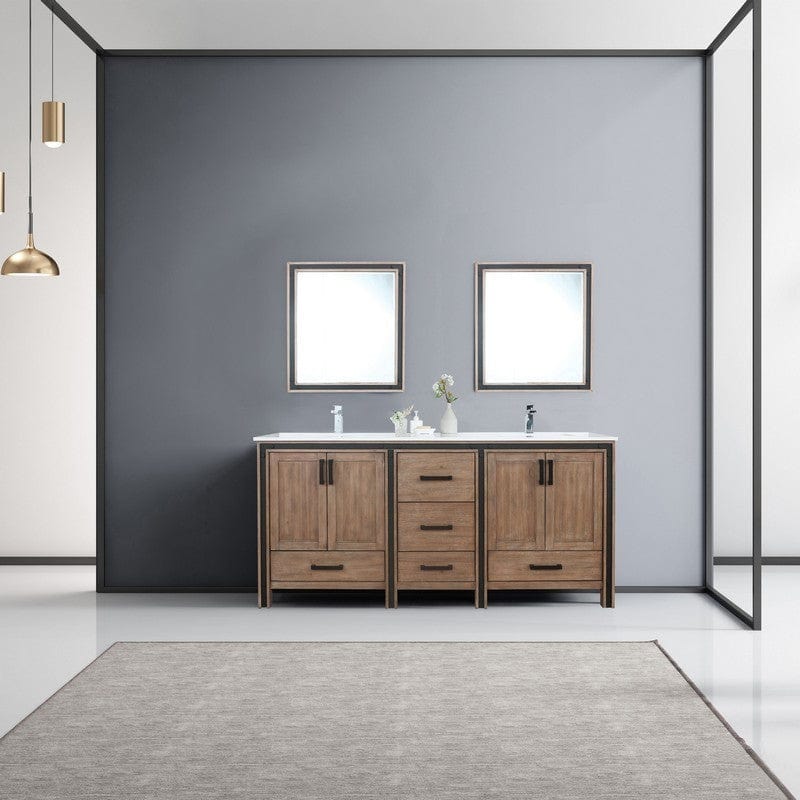 Lexora Vanities Ziva Transitional Rustic Barnwood 72" Double Vanity Set | LZV352272SNJSM30F