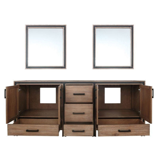 Ziva Transitional Rustic Barnwood 80" Double Vanity, no Top and 30" Mirrors | LZV352280SN00M30