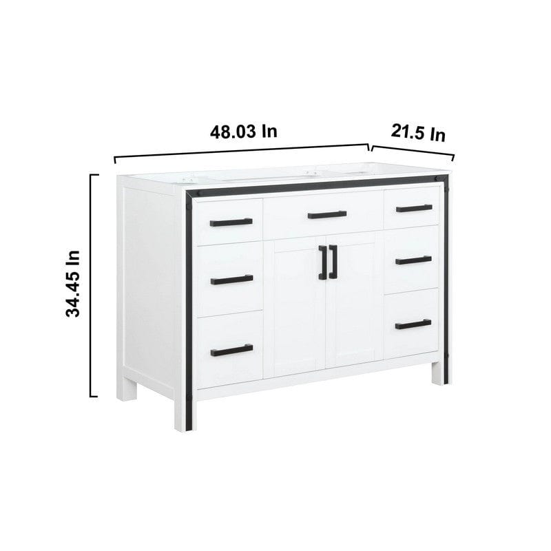 Lexora Vanities Ziva Transitional White 48" Single Vanity, no Top and 34" Mirror | LZV352248SA00M34