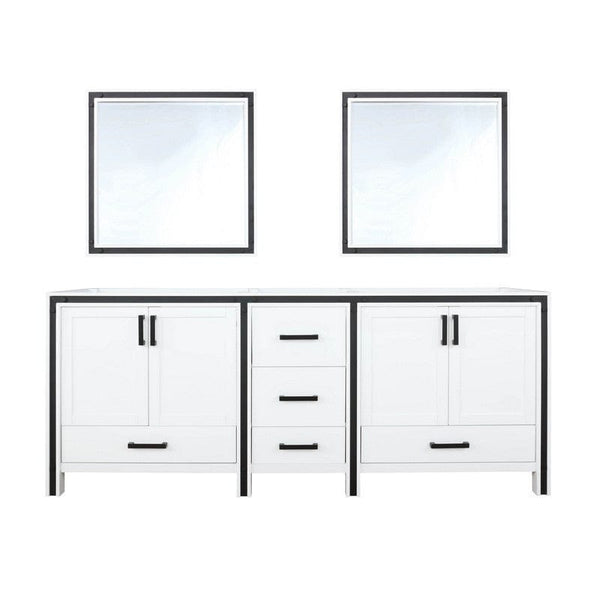 Ziva Transitional White 80 Double Vanity, no Top and 30 Mirrors | LZV352280SA00M30