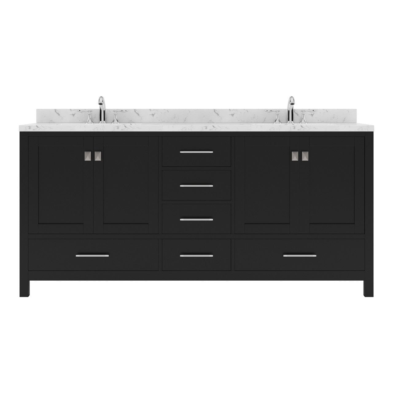 Virtu USA Vanities Caroline Avenue 72" Double Bathroom Vanity in Espresso with Quartz Countertop