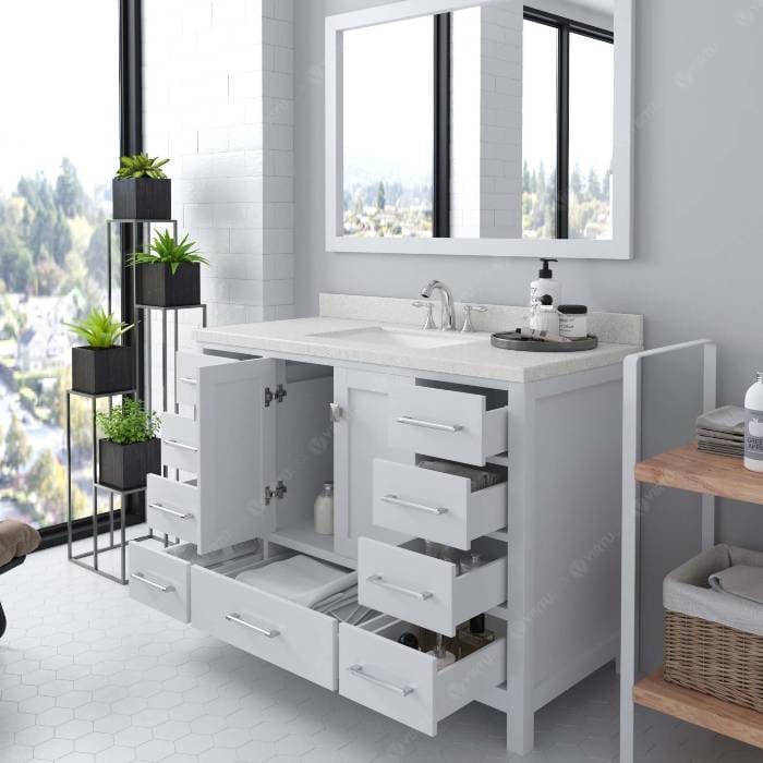 Virtu USA Vanities Caroline Avenue Contemporary White 48" Single Square Sink Vanity Set with White Top