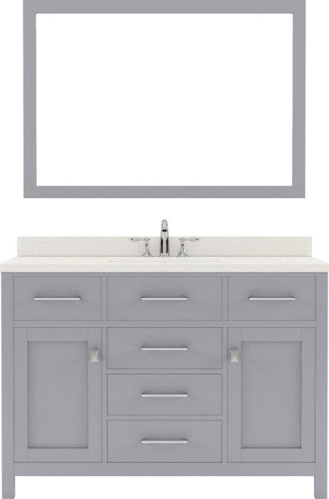 single sink bathroom vanity set with polished chrome faucet