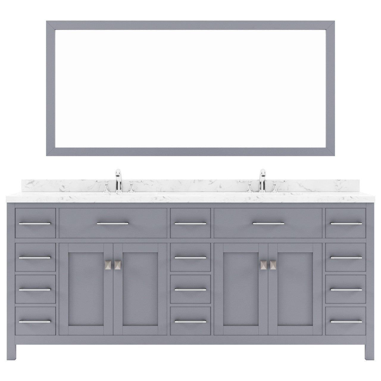 Virtu USA Vanities Caroline Parkway 78" Bath Vanity in Gray with Quartz Top