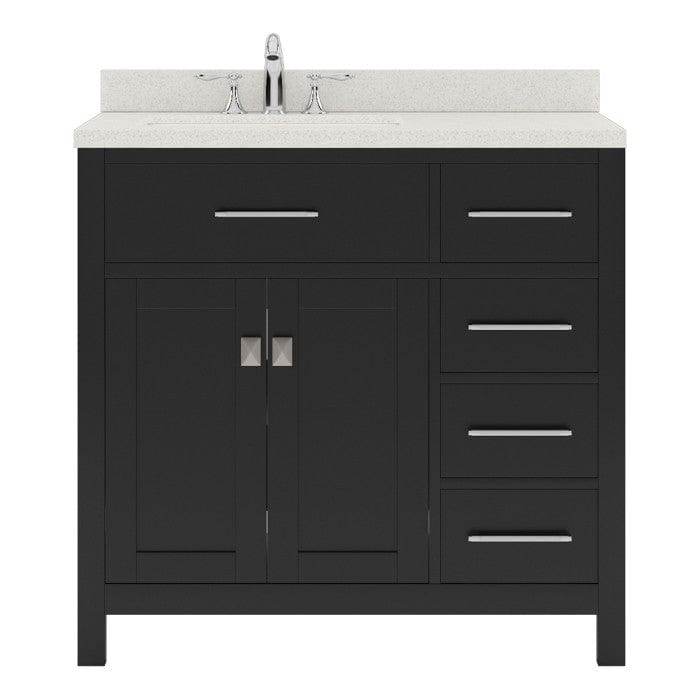 Virtu USA Vanities Caroline Parkway Contemporary Espresso 36" Single Square Sink Vanity with White Top, Left Offset
