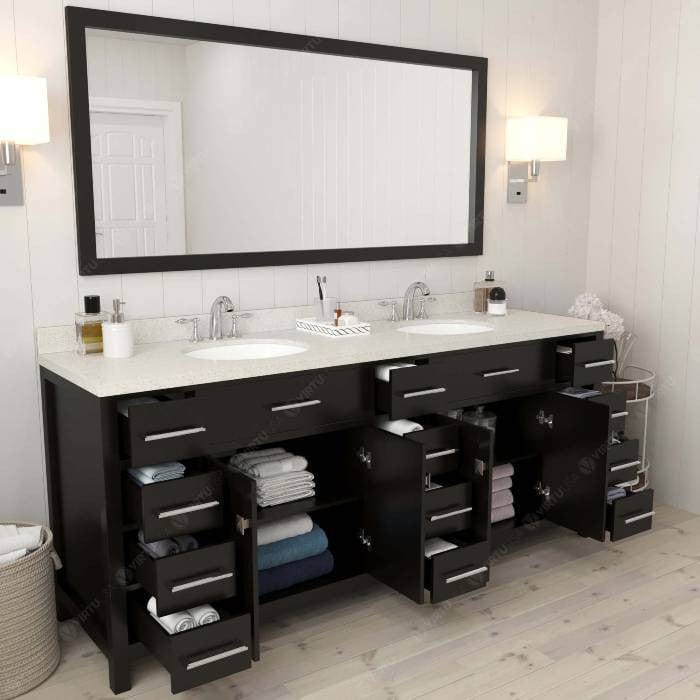 Virtu USA Vanities Caroline Parkway Contemporary Espresso 78" Double Round Sink Vanity Set w/ Polished Chrome Faucet