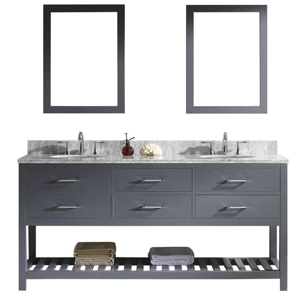 Virtu USA Caroline Estate 72 Double Bathroom Vanity Cabinet Set in Grey
