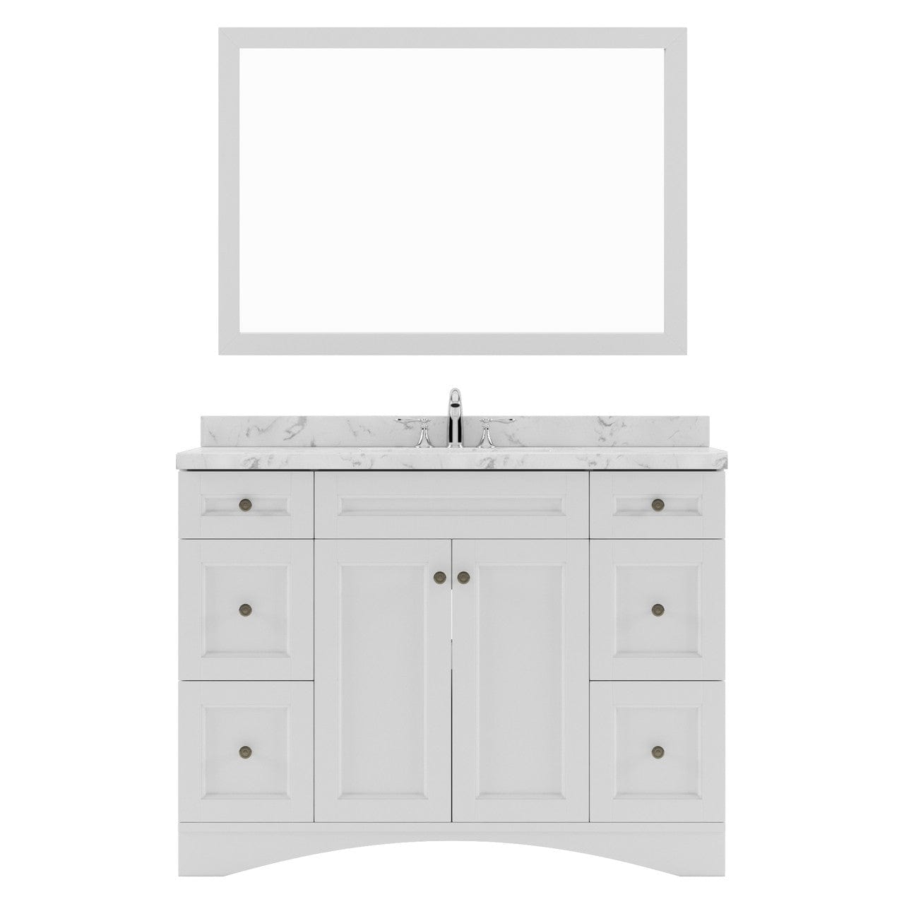 Virtu USA Vanities Elise 48" Single Bath Vanity in White with Cultured Marble Quartz Top and Sink