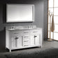 Virtu USA Caroline 60 Double Bathroom Vanity Set in White w/ Italian Carrara White Marble Counter-Top |Ê Round Basin