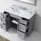 Virtu USA Elise 48 Single Bathroom Vanity Set in Grey w/ Italian Carrara White Marble Counter-Top | Square Basin