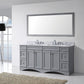 Virtu USA Talisa 72 Double Bathroom Vanity Set in Grey w/ Italian Carrara White Marble Counter-Top | Square Basin