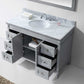 Virtu USA Tiffany 48 Single Bathroom Vanity Set in Grey w/ Italian Carrara White Marble Counter-Top | Round Basin