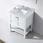 Virtu USA Winterfell 30 Single Bathroom Vanity Set in White w/ Italian Carrara White Marble Counter-Top | Square Basin