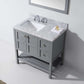 Virtu USA Winterfell 36 Single Bathroom Vanity Set in Grey w/ Italian Carrara White Marble Counter-Top | Square Basin