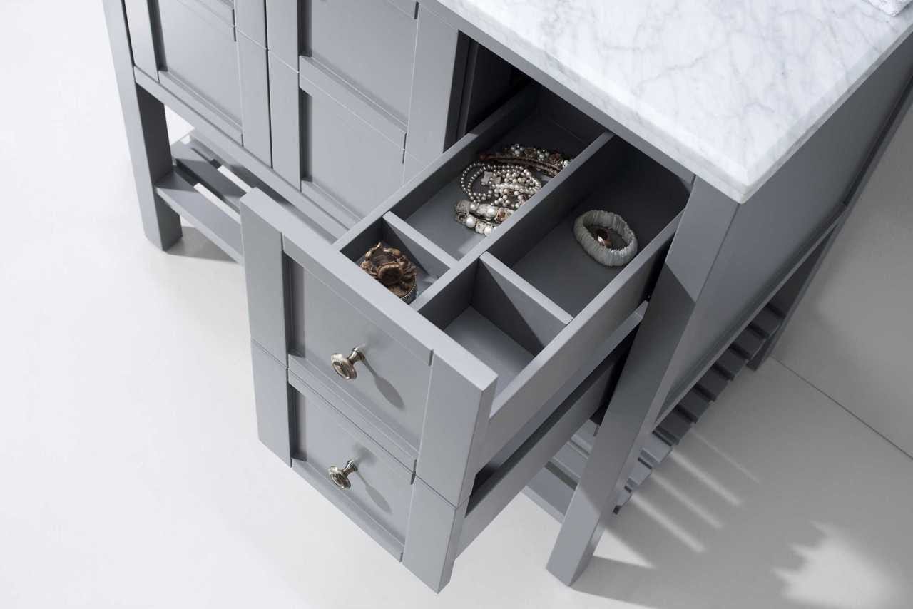 Virtu USA Vanities NO MIRROR Virtu USA Winterfell 36 Single Bathroom Vanity Set in Grey w/ Italian Carrara White Marble Counter-Top | Square Basin