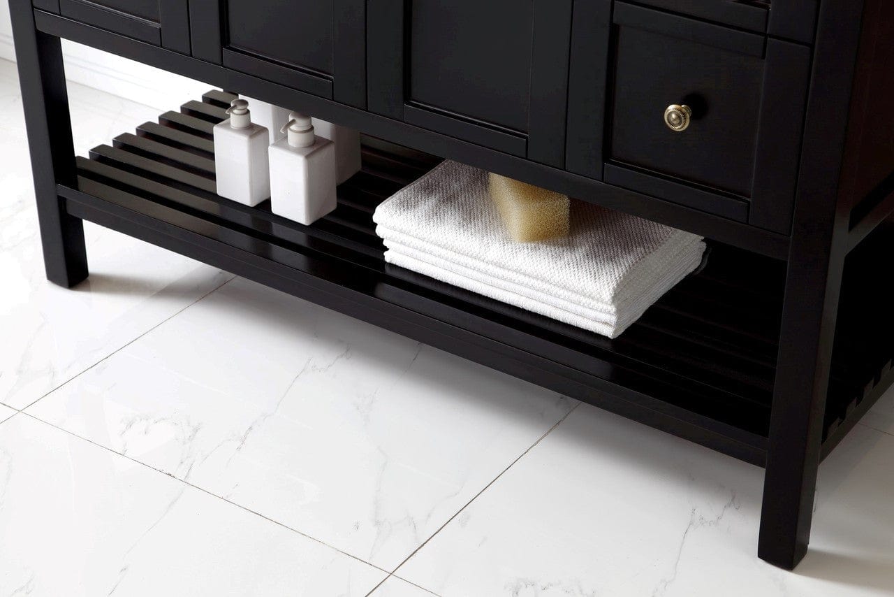 Virtu USA Vanities NO MIRROR Virtu USA Winterfell 48 Single Bathroom Vanity Set in Espresso w/ Italian Carrara White Marble Counter-Top | Square Basin